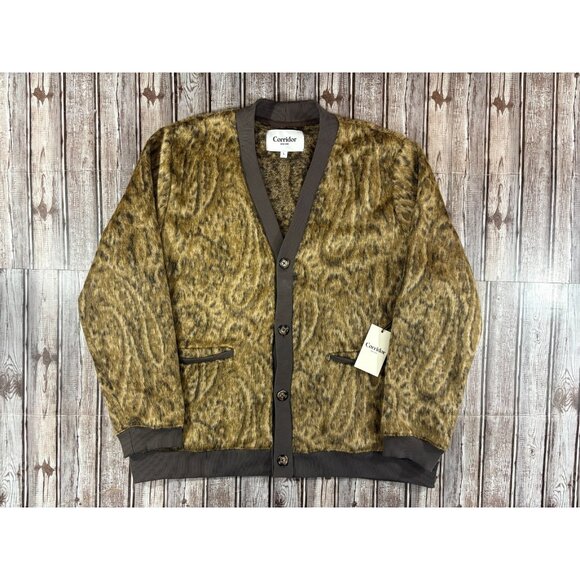 CORRIDOR NYC Opus Brushed Paisley Jacquard Knitted Cardigan Size L NWT mspr $350 - Picture 1 of 9